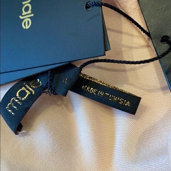 Maje Lorena Asymmetric Ruffle Crepe Top Peach M - Picture 13 of 15